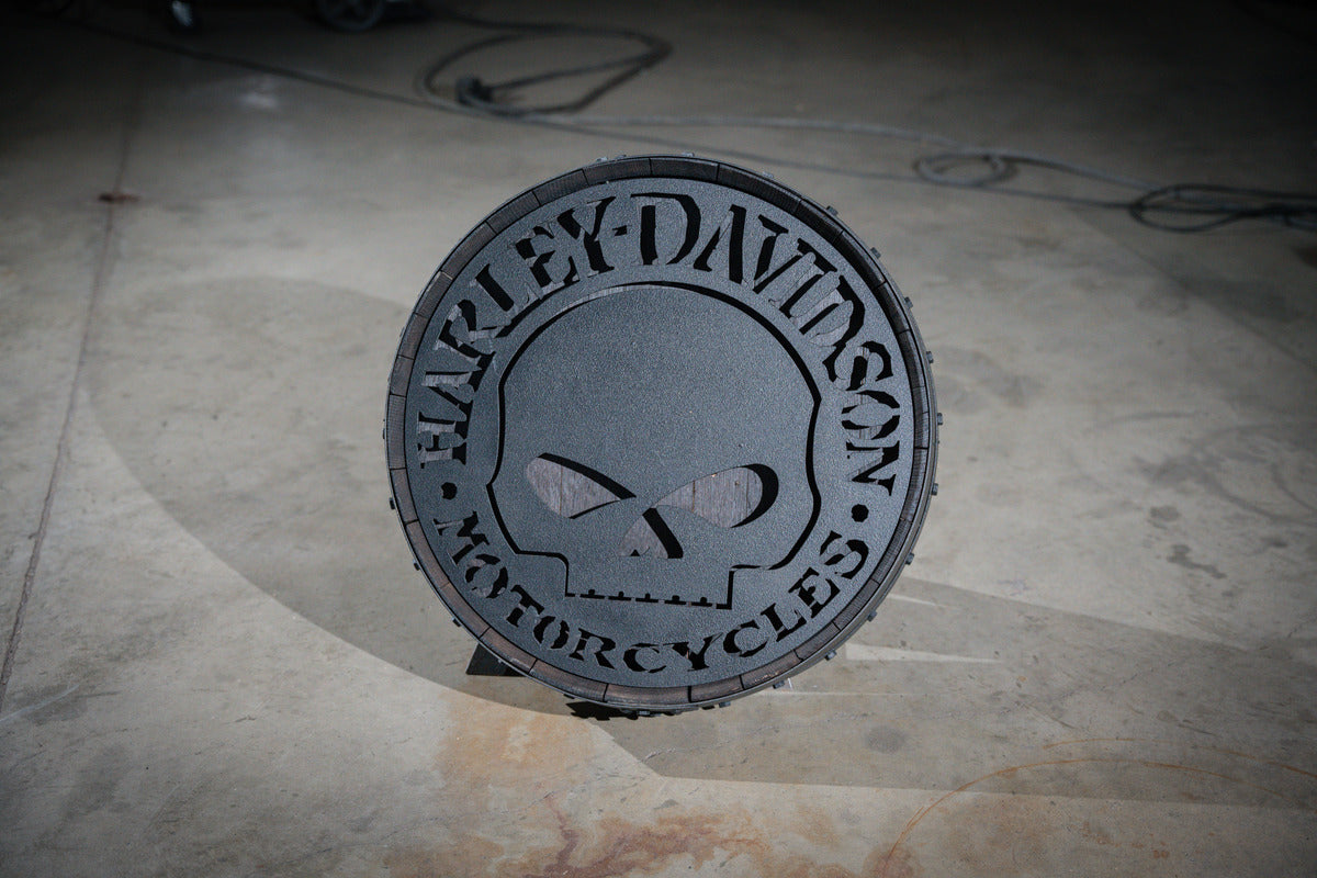 Whiskey Barrel Wall Hanging - LED Lit - Your Choice of Logo (photo is example only)