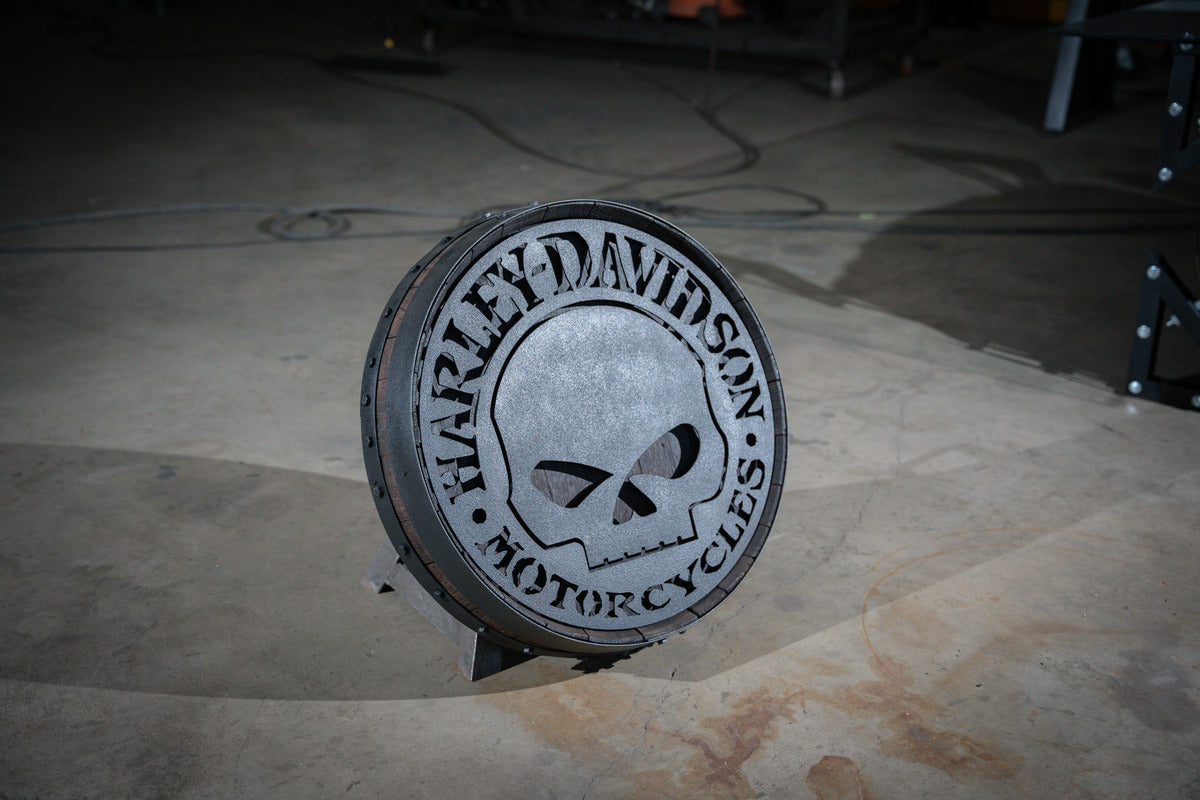Whiskey Barrel Wall Hanging - LED Lit - Your Choice of Logo (photo is example only)