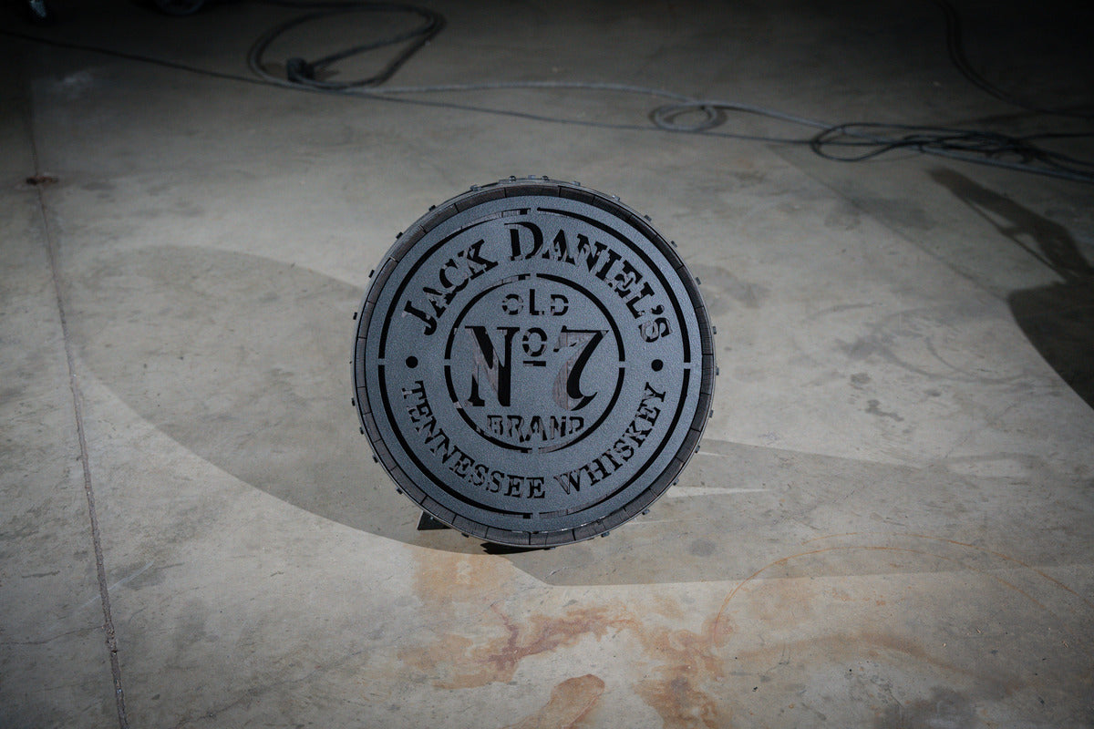 Whiskey Barrel Wall Hanging - Not Lit - Your Choice of Logo (photo is example only)