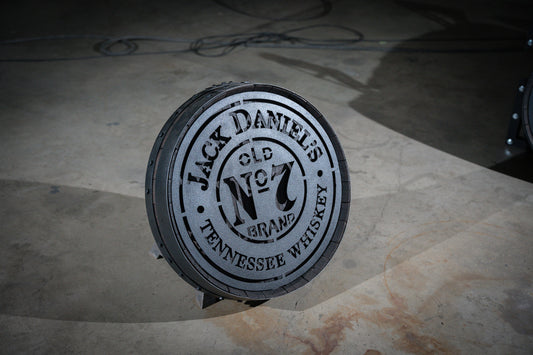 Whiskey Barrel Wall Hanging - Not Lit - Your Choice of Logo (photo is example only)