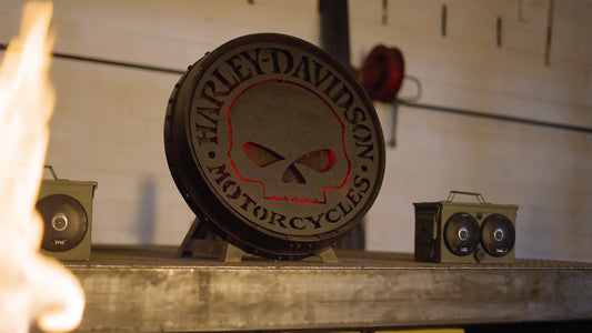 Whiskey Barrel Wall Hanging - LED Lit - Your Choice of Logo (photo is example only)