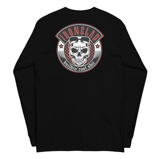 Ironclad Red Checkered Skull logo Black Long Sleeve