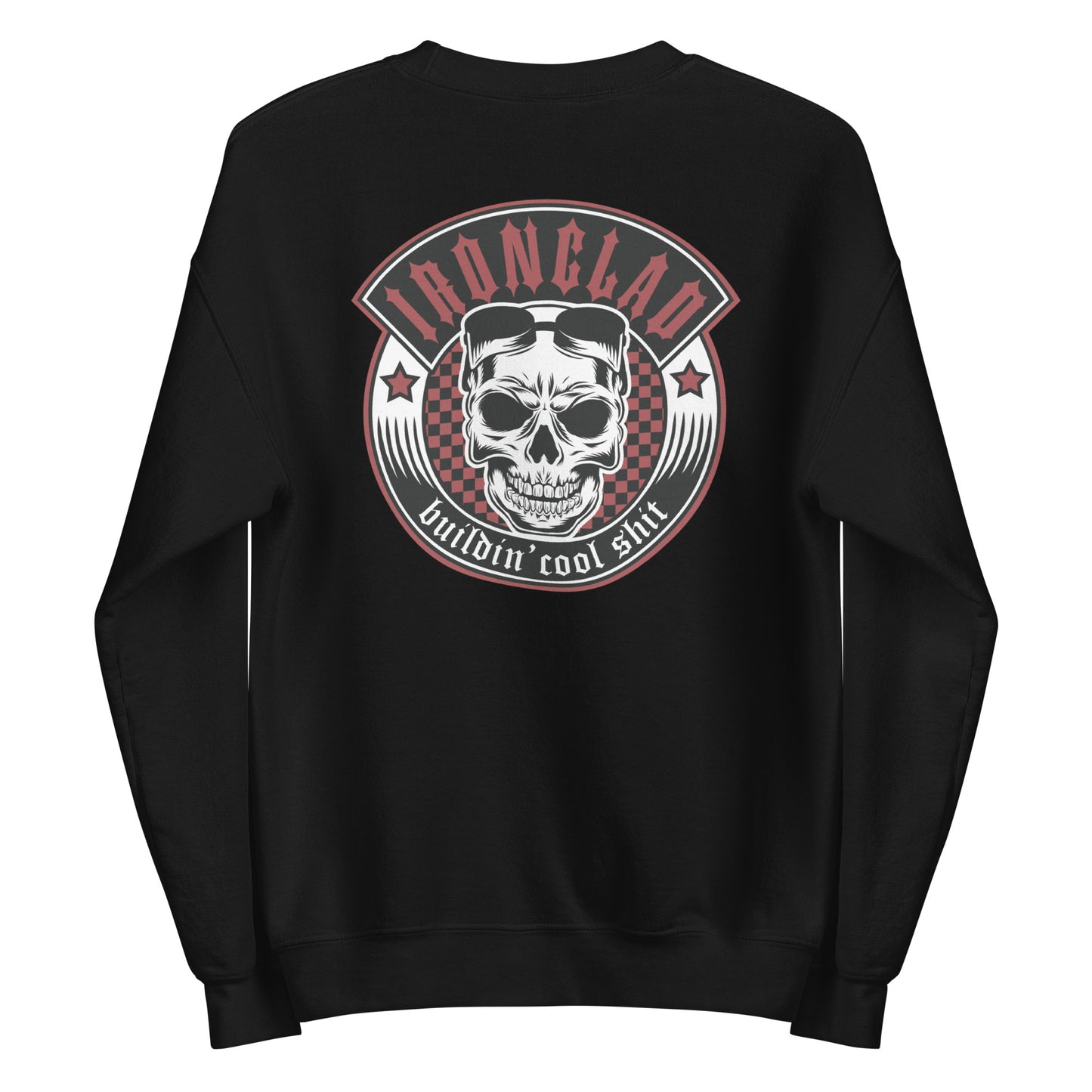 Ironclad Skull Red Checkered Black Sweatshirt