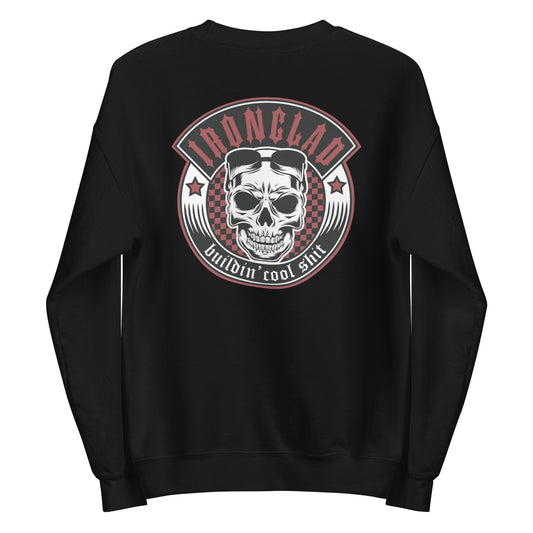 Ironclad Skull Red Checkered Black Sweatshirt