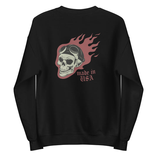 Ironclad Made In USA Burning Skull Black Sweatshirt